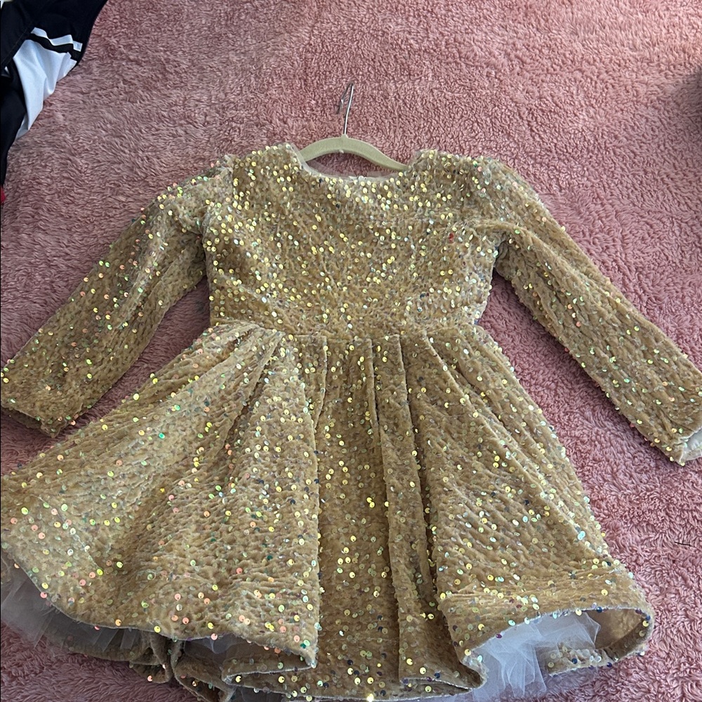 Sparkling Gold Kids Formal Dress